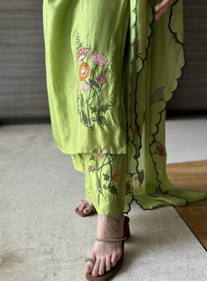Green Embroidered Dress