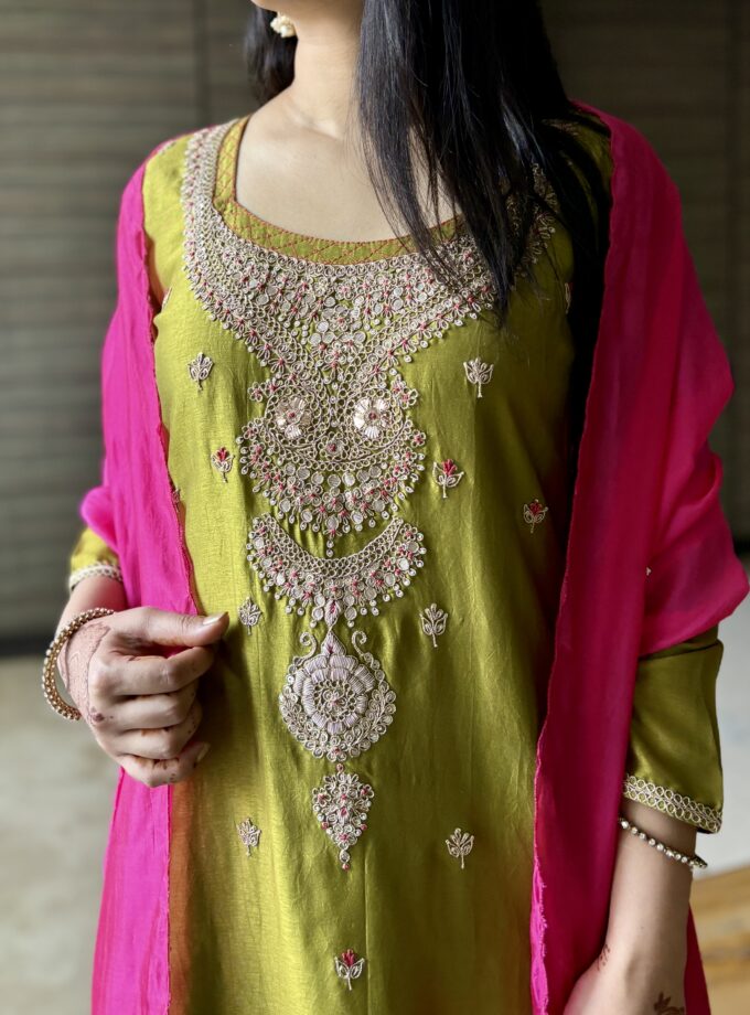 Mehendi Green Gota patti Suit