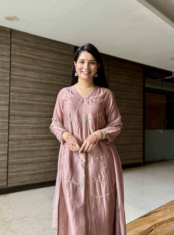 Light Brown Zari Embroidered Suit Set