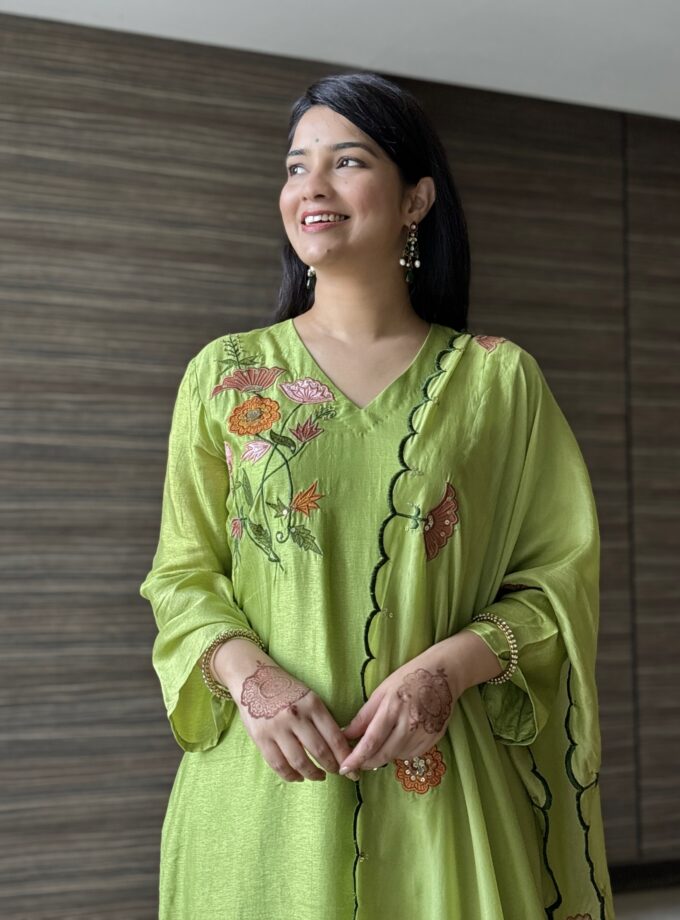Green Embroidered Dress