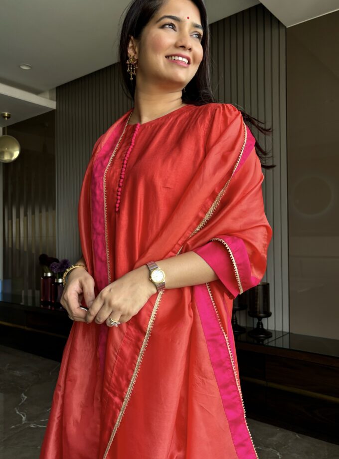 Rust orange & rani pink set