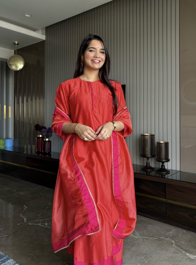 Rust orange & rani pink set