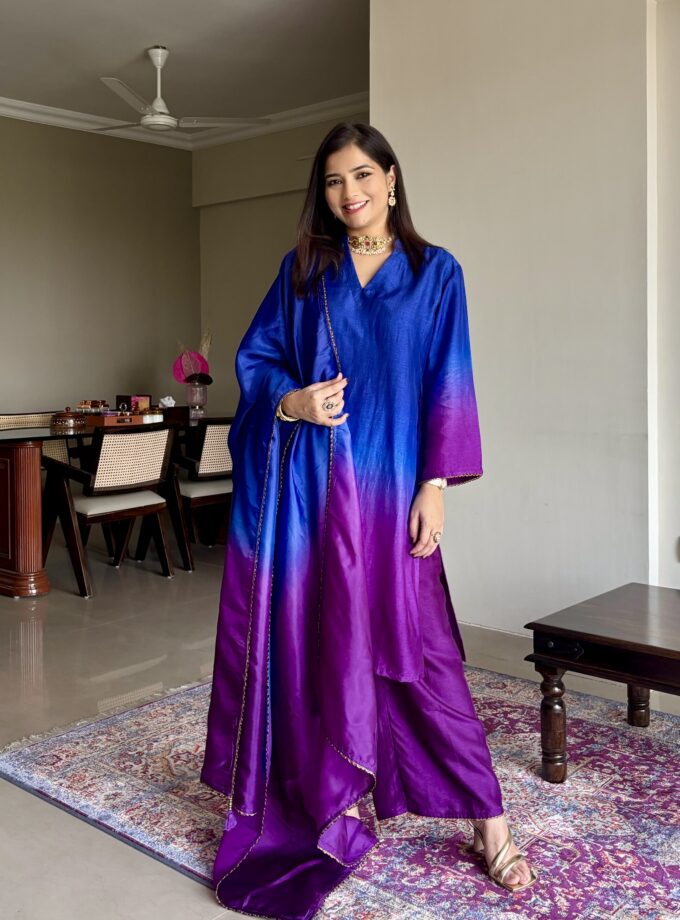 Blue Purple Ombre Suit Set