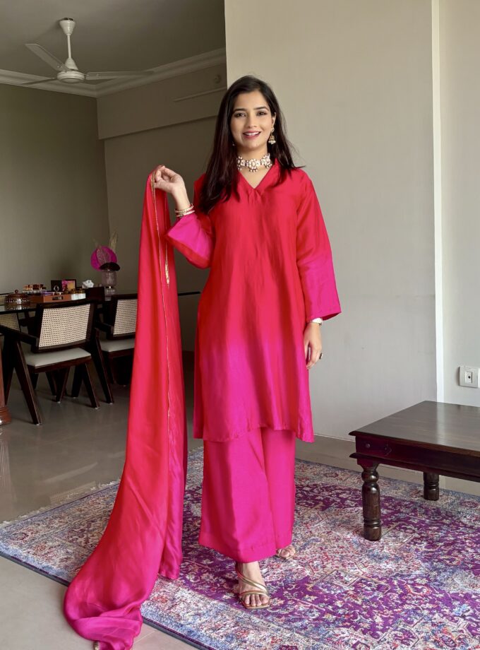 Red Pink Ombré Suit Set