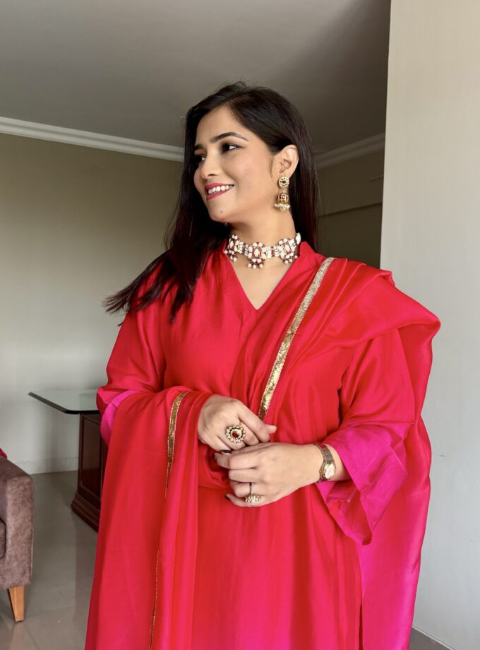 Red Pink Ombré Suit Set