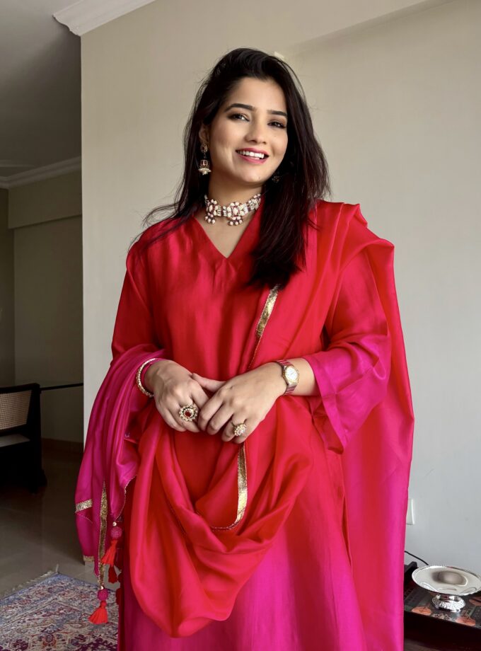 Red Pink Ombré Suit Set